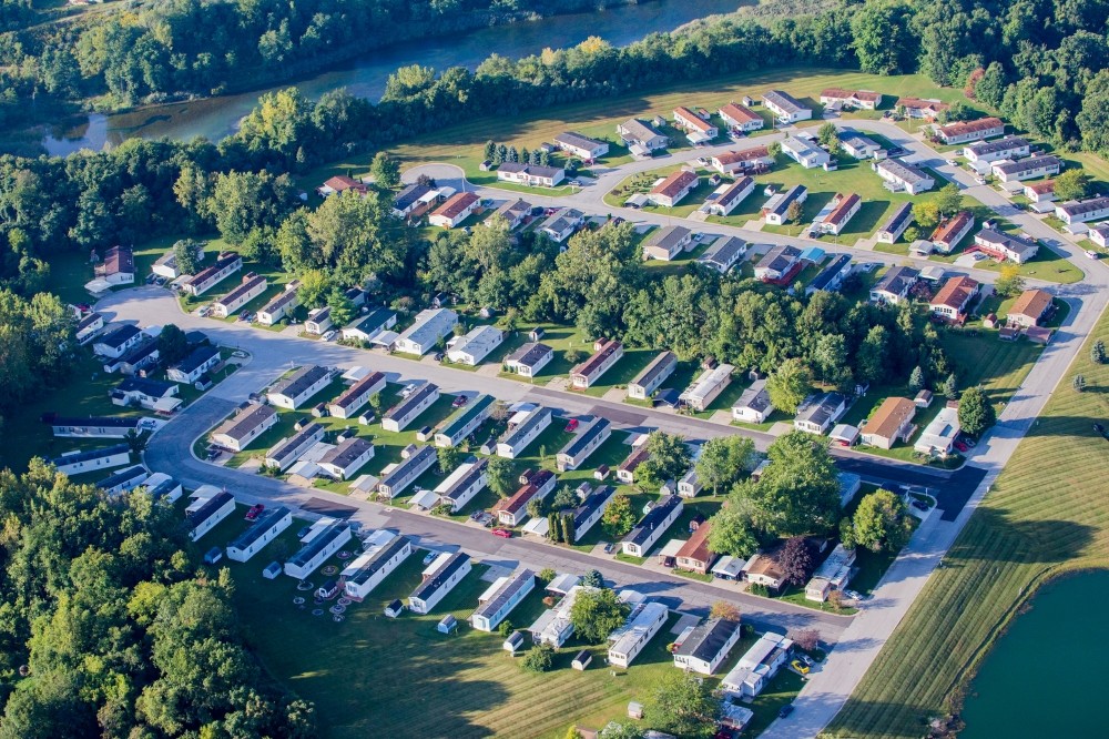 Example Aerial shot Image of Afforadble Manufactured Housing Community.